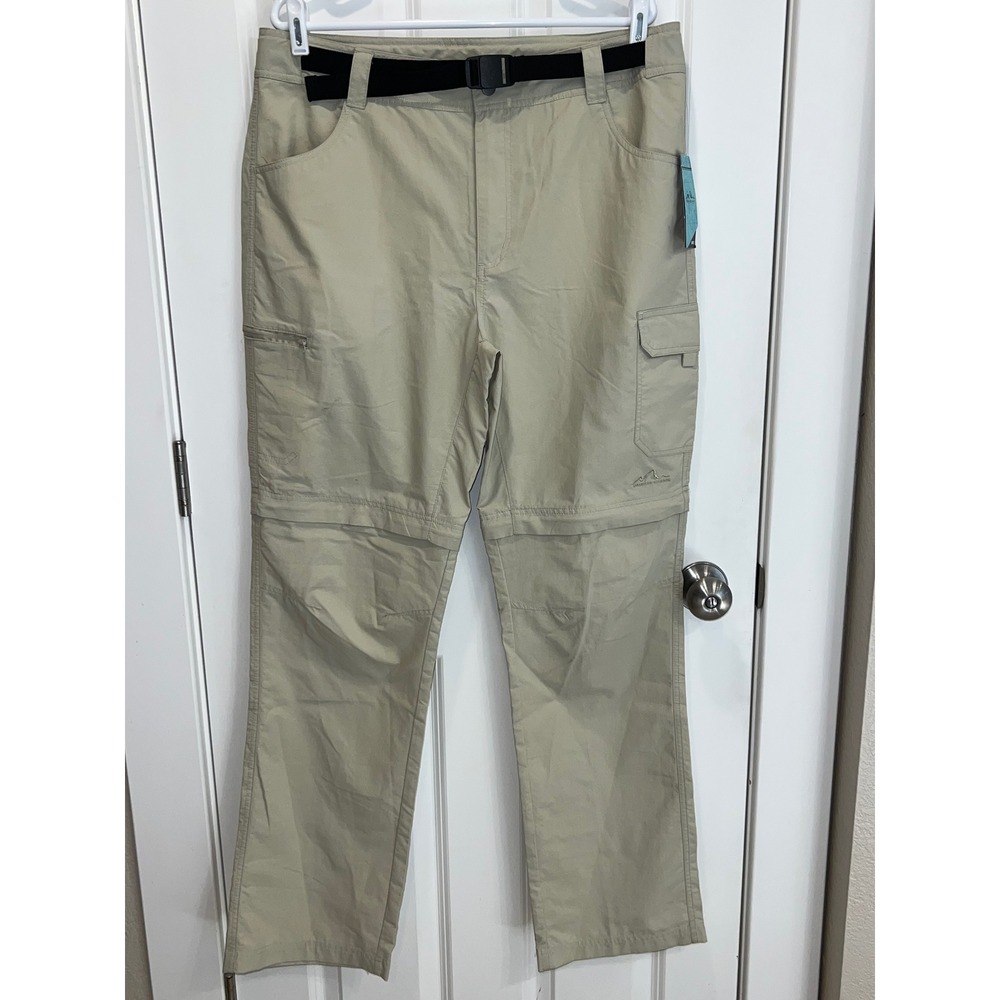 NWT American Outback Mens Convertible Cargo Pants Khaki Nylon Size L/34